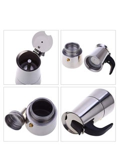Generic Black Fire Stainless Steel Espresso Machine, Italian Coffee Filter on the Stove (4Cups - 200 ml, Silver)  - Image 3