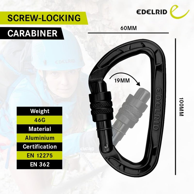 EDELRID Pure Screw 23KN Carabiner II Lightweight and Sturdy for Climbing & Fall Arrest Systems II Weight - 46 G (CE 0082) - Image 2