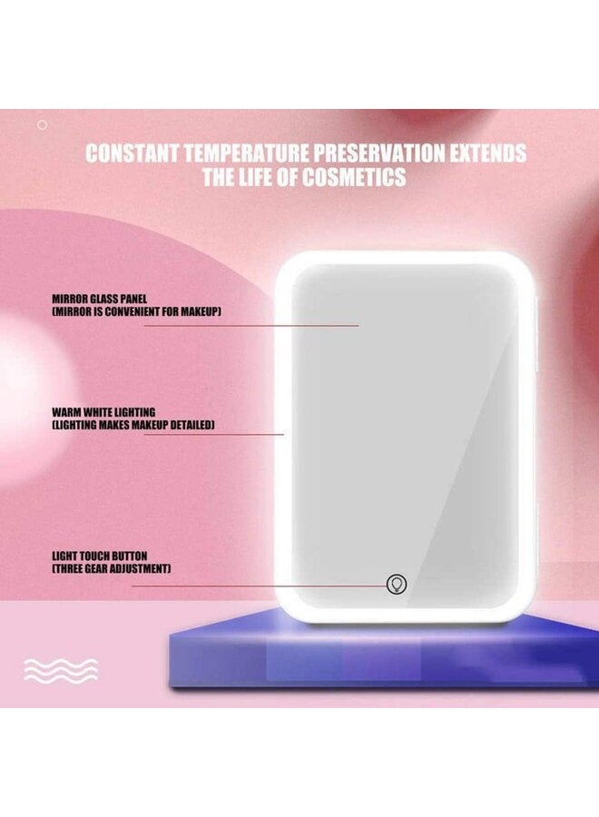 8 Liter Makeup Mirror Fridge with LED Lights Beauty Portable Personal Mini Fridge - Skincare Fridge,Beverage Refrigerators  - Image 4