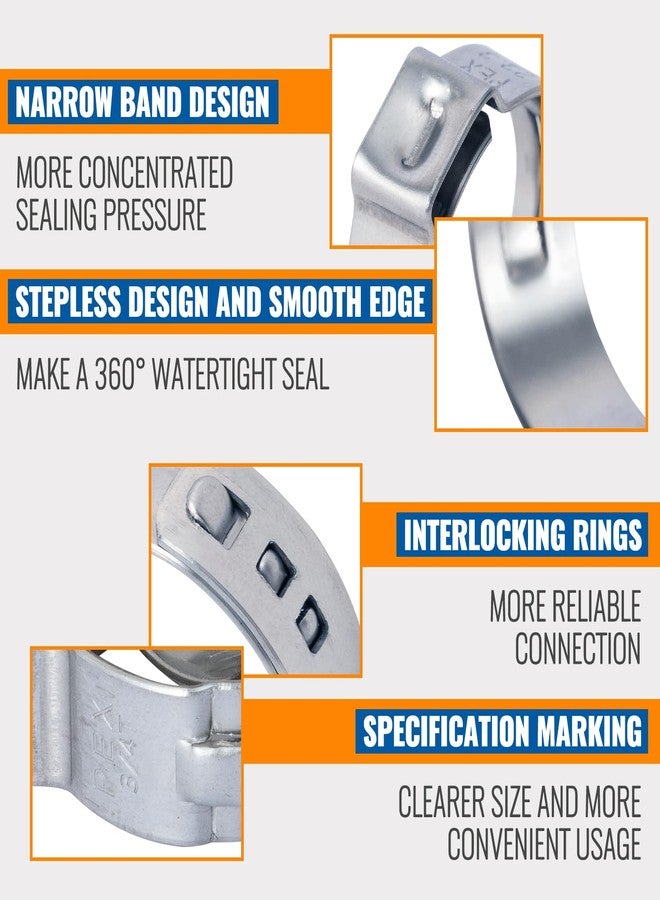 SUNGATOR (عبوة من 60 قطعة) حلقات ضغط Pex مقاس 1/2 بوصة من SUNGATOR، حلقة تثبيت من الفولاذ المقاوم للصدأ مقاس 1/2 بوصة، مشابك Pex لتوصيل أنابيب الأنابيب، مشبك خرطوم أحادي الأذن للسباكين ومستخدمي الأعمال اليدوية - Image 4