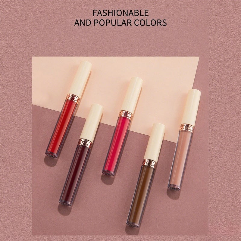 6Pcs Rose Matte Liquid Lipstick Set Waterproof Non-stick Long-lasting Lip Gloss Lip Makeup - Image 5