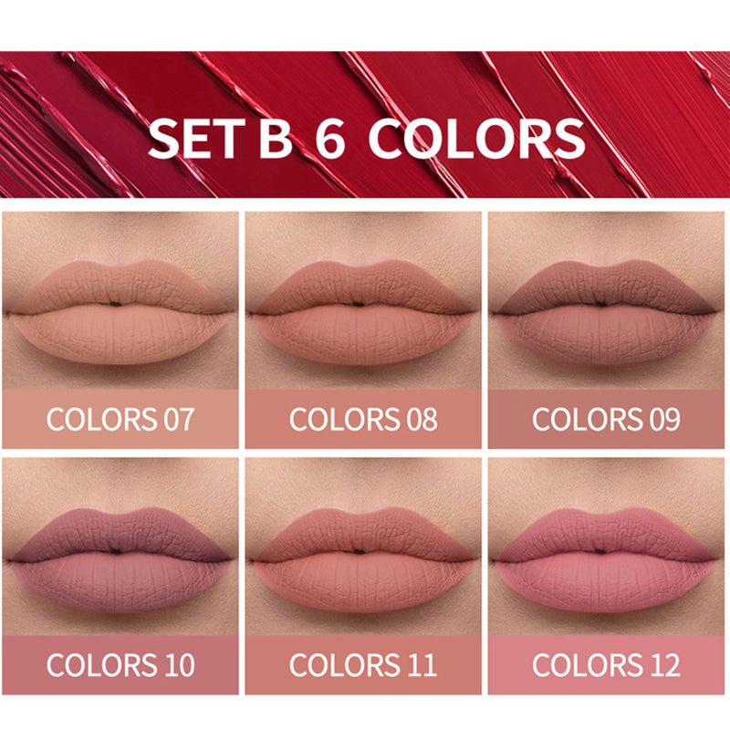6Pcs Rose Matte Liquid Lipstick Set Waterproof Non-stick Long-lasting Lip Gloss Lip Makeup - Image 3