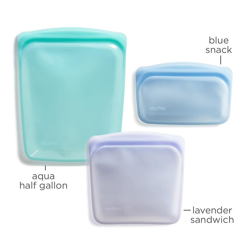 Stasher Silicone Reusable Storage Bags, 3-Pack, Reusable Freezer Bags, Microwave, Dishwasher, Oven Safe, Sous Vide, Premium Lunch Containers, Eco Friendly, Food Storage Bags, Snack Bags, Multicolor - Image 5