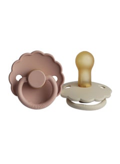 FRIGG Daisy Latex Baby Pacifier, 6-18 Months, Pack of 2, Size 2 - Blush/Cream  - Image 1