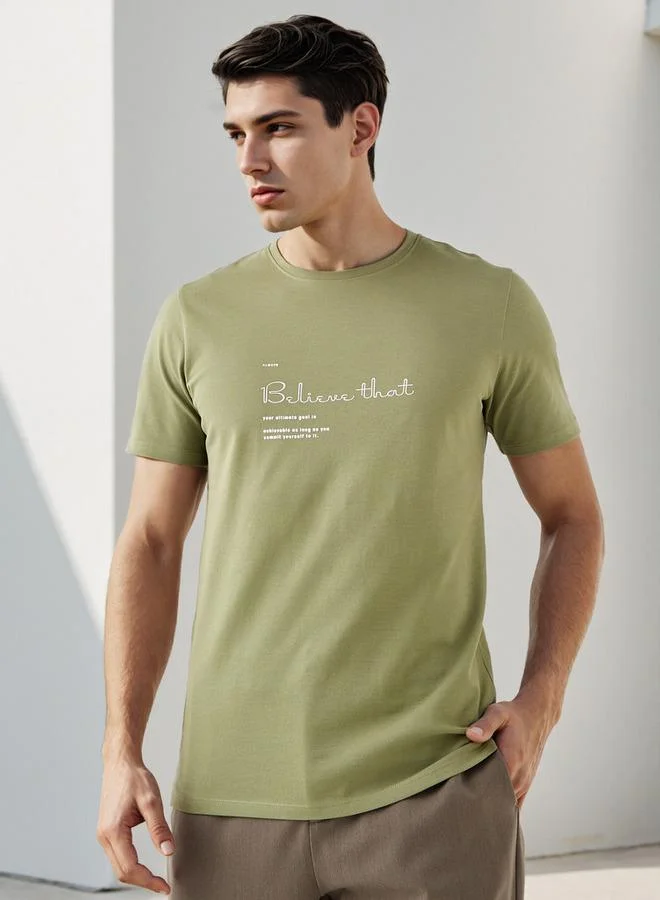 Iconic Iconic Slogan Print Pique T-shirt