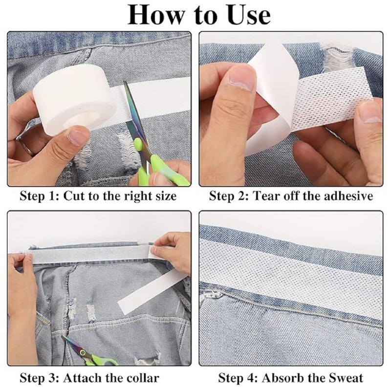 KIRIADA KIRIADA 2 Roll Collar Protector Neck Sweat Pad Antiperspirant Sticker Absorbing Sweat Pads nonwoven fabric Disposable SelfAdhesive Invisible Protection Hats Liner Caps Against Collar Sweat  Stains - Image 5
