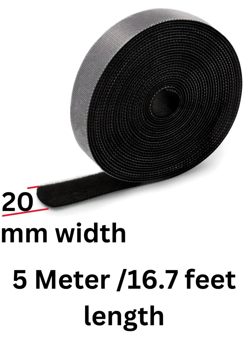 5 Meter Velcro Cord Ties - Cable Organizer, Nylon USB Cord Ties, Wire Winder Clip, Cable Holder, Reusable Fastening Tape for Mobile Phone, PC, Mouse Cords Management