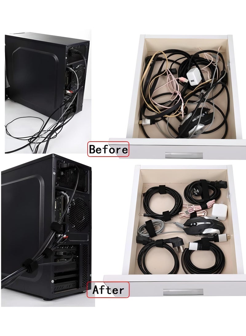 5 Meter Velcro Cord Ties - Cable Organizer, Nylon USB Cord Ties, Wire Winder Clip, Cable Holder, Reusable Fastening Tape for Mobile Phone, PC, Mouse Cords Management