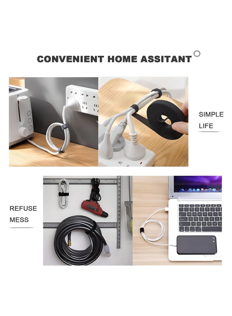 5 Meter Velcro Cord Ties - Cable Organizer, Nylon USB Cord Ties, Wire Winder Clip, Cable Holder, Reusable Fastening Tape for Mobile Phone, PC, Mouse Cords Management