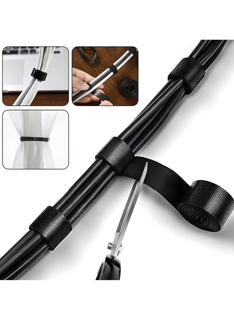 5 Meter Velcro Cord Ties - Cable Organizer, Nylon USB Cord Ties, Wire Winder Clip, Cable Holder, Reusable Fastening Tape for Mobile Phone, PC, Mouse Cords Management