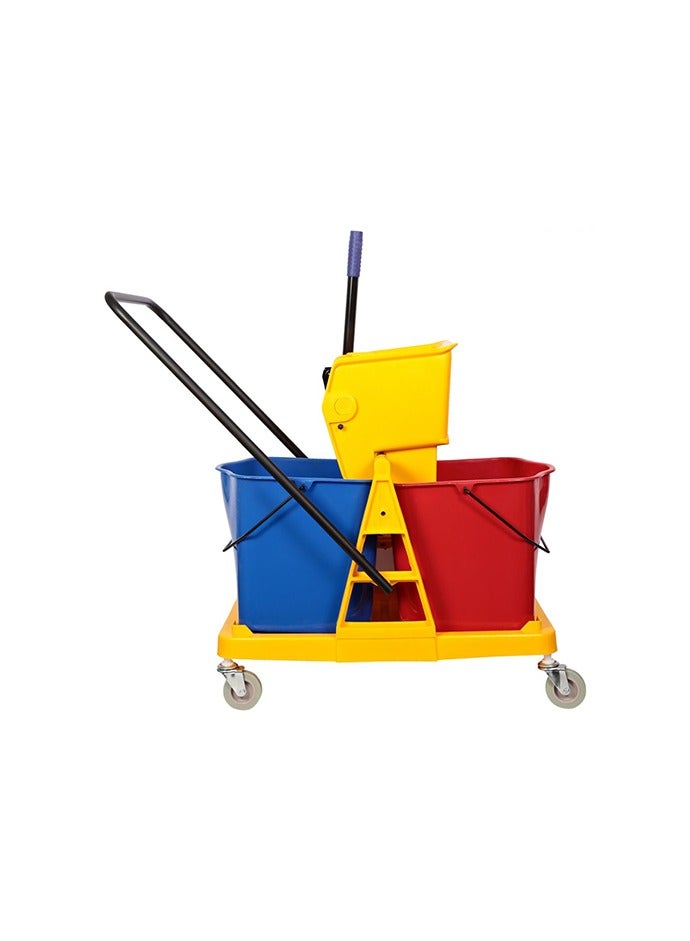 Cleaning Carts on Wheels 46L Large Plastic Double Bucket Squeezing Water Truck - Image 1