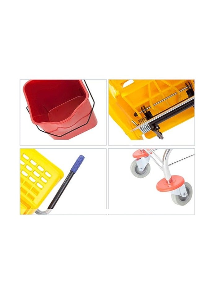 Cleaning Carts on Wheels 46L Large Plastic Double Bucket Squeezing Water Truck - Image 4