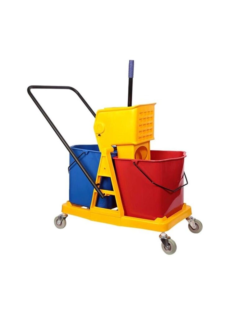 Cleaning Carts on Wheels 46L Large Plastic Double Bucket Squeezing Water Truck - Image 3