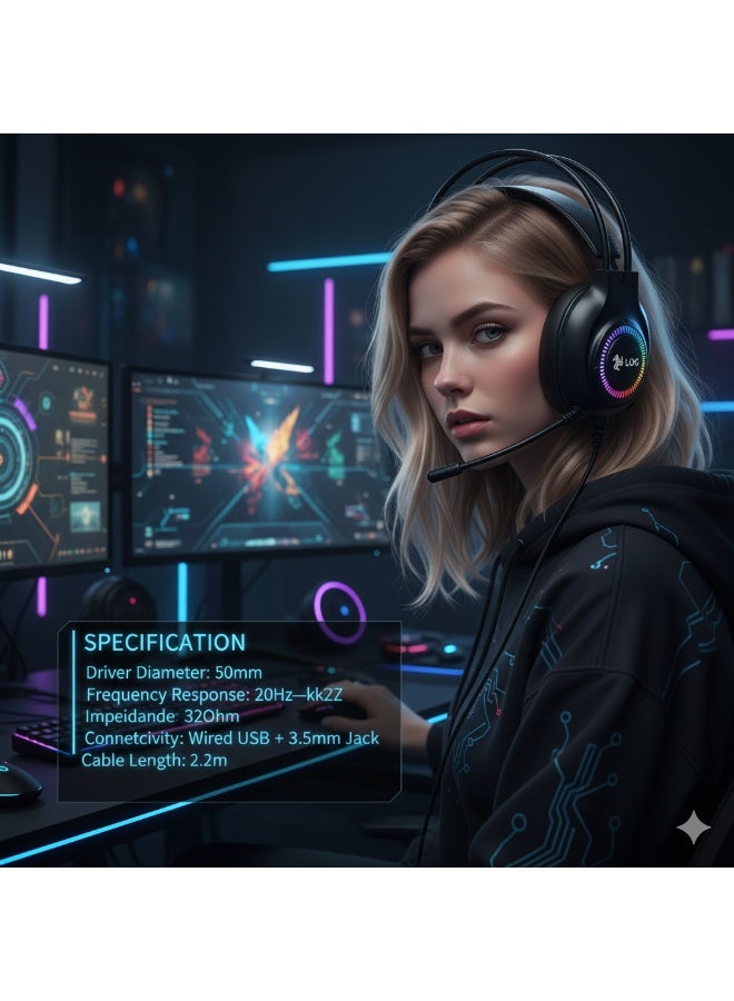 LOG H414 Wired Gaming Headset for PC & PS5 & PS4, Xbox, Nintendo Switch - Image 2