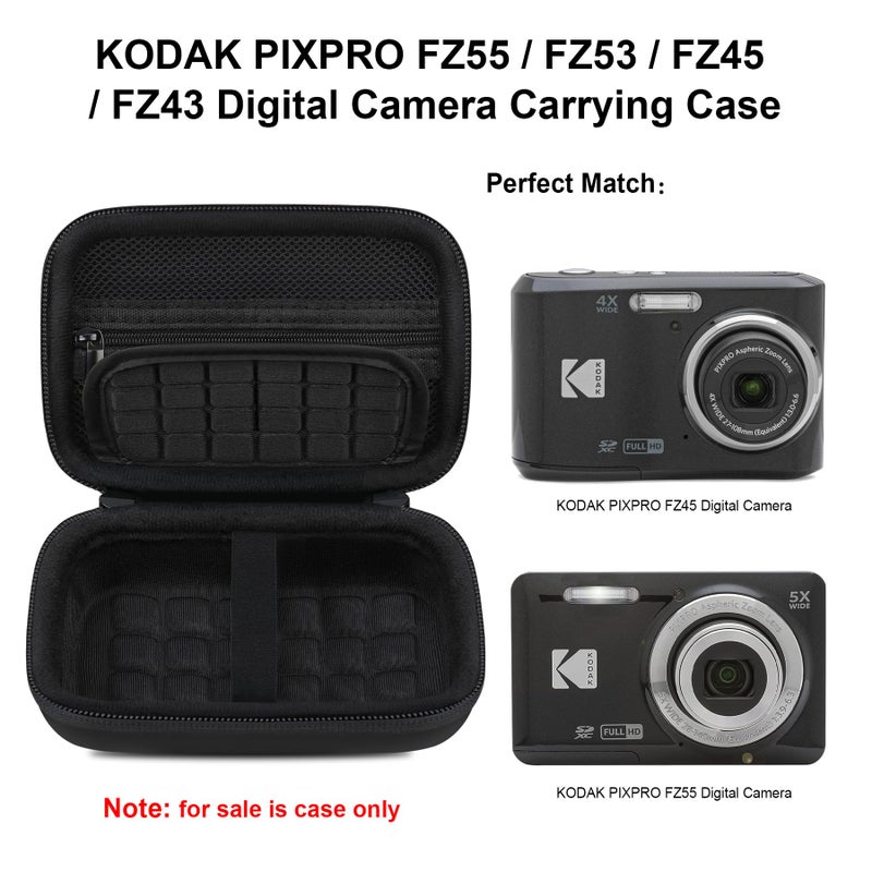 Elonbo Camera Carrying Case for KODAK PIXPRO FZ55 / FZ53 / FZ45 / FZ43 16MP Digital Camera  Vlogging Camera Storage Holder Travel Bag  Mesh Bag Fits Batteries  Cable  Memory Card  Card Reader  Black - Image 2
