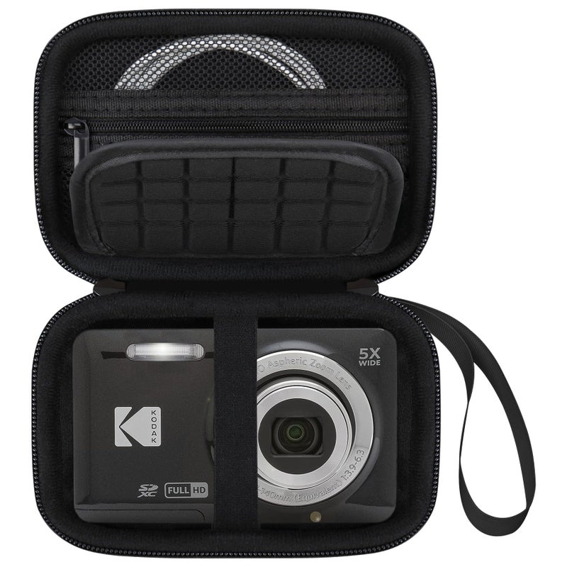 Elonbo Camera Carrying Case for KODAK PIXPRO FZ55 / FZ53 / FZ45 / FZ43 16MP Digital Camera  Vlogging Camera Storage Holder Travel Bag  Mesh Bag Fits Batteries  Cable  Memory Card  Card Reader  Black - Image 1