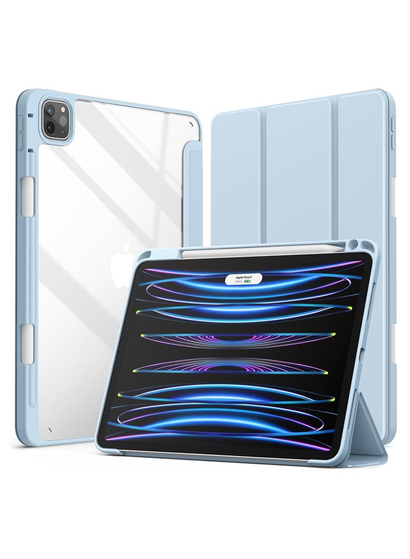 DUSALA iPad Pro 11-Inch M4 2024 (5th Generation) with Pencil Holder, Clear Transparent Back Shell Slim Stand Shockproof Tablet Cover, Auto Wake/Sleep Blue Sky - Image 1