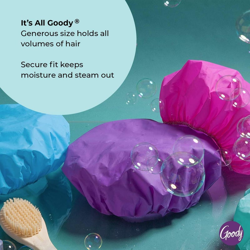 Goody Styling Essentials Shower Cap - 3 Count, Waterproof and Comfortable Hair Protection - Image 4