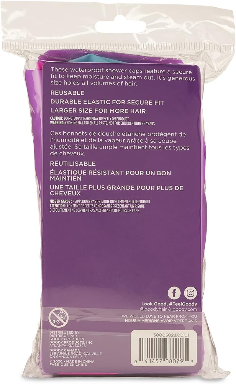 Goody Styling Essentials Shower Cap - 3 Count, Waterproof and Comfortable Hair Protection - Image 2