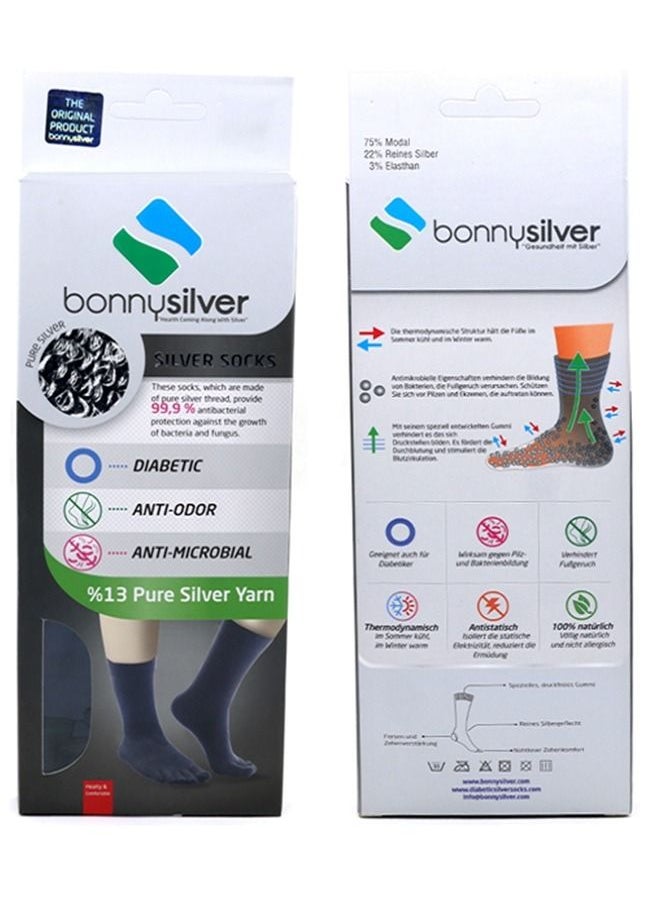 bonnysilver - AntiFungal Toe Crew Women Silver Socks - Image 1