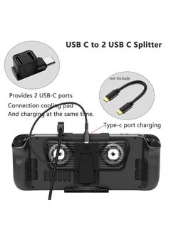 أوزيغالور USB C أداة المحول، نوع-C إلى 2 USB 3.1 USB C PD100W موصل التشغيل، مقعد رجل USB C بزاوية 90 درجة إلى محول زوجي USB-C أنثوي للهواتف الذكية واللابتوب والمحمولة  - Image 2