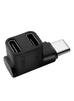 أوزيغالور USB C أداة المحول، نوع-C إلى 2 USB 3.1 USB C PD100W موصل التشغيل، مقعد رجل USB C بزاوية 90 درجة إلى محول زوجي USB-C أنثوي للهواتف الذكية واللابتوب والمحمولة  - Image 1