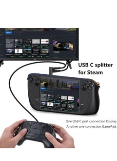 أوزيغالور USB C أداة المحول، نوع-C إلى 2 USB 3.1 USB C PD100W موصل التشغيل، مقعد رجل USB C بزاوية 90 درجة إلى محول زوجي USB-C أنثوي للهواتف الذكية واللابتوب والمحمولة  - Image 4