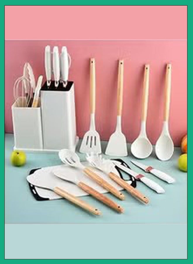 A&A Houseware 19‑Piece Premium Silicone Kitchen Utensil Spoon Set with Holder – Heat‑Resistant & Non‑Stick - Image 3