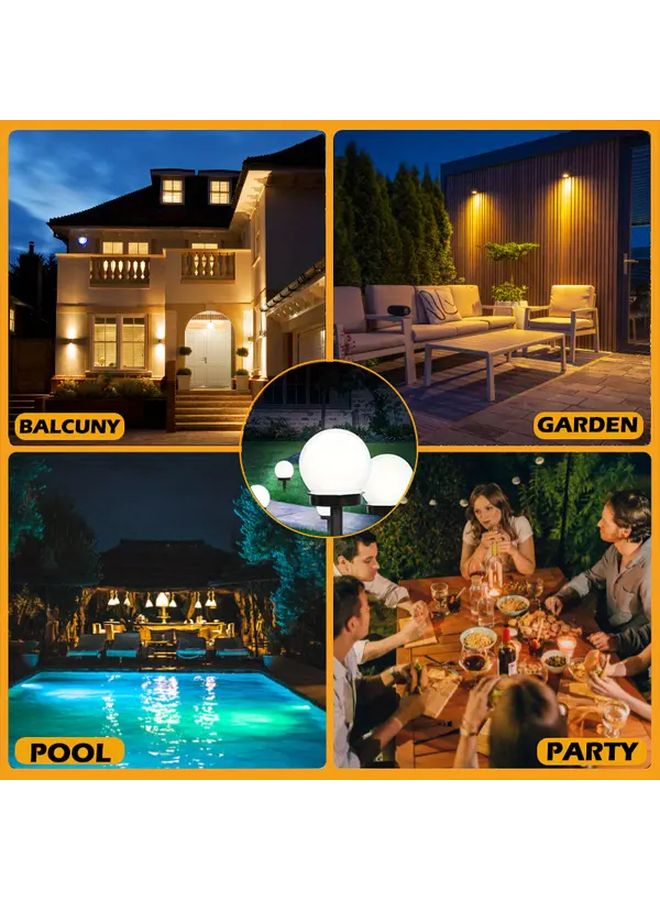 4 قطع أضواء كريسماس شمسية بيضاء للخارج، كرات إل إي دي كروية لحديقة المسارات - Image 3