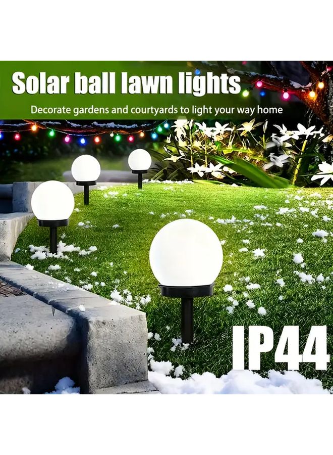 4 قطع أضواء كريسماس شمسية بيضاء للخارج، كرات إل إي دي كروية لحديقة المسارات - Image 2