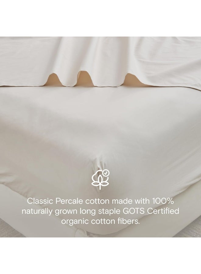DOZ by SIJO 100% GOTS Certified Organic Cotton Sheet, Ultra Percale Long Staple Cotton, Cool Crisp, Lightweight Breathable, Deep Pocket, 4pc 2 Pillowcases 1 Fitted 1 Flat (Fog, King) - Image 2