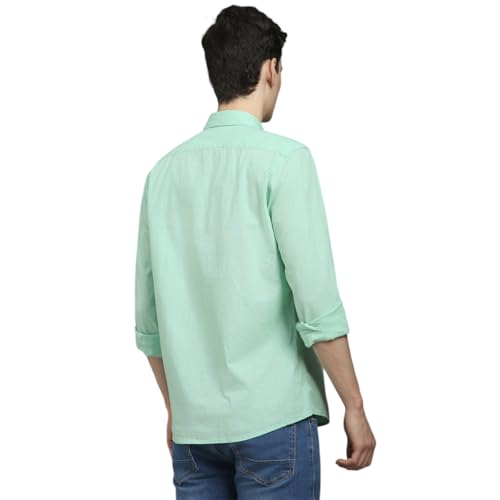 Louis Philippe Men Cotton Solid Slim Fit Shirt (LRSFNSLBF66707_Green, 42 - Image 3