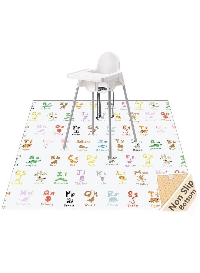 WOMUMON 51" Splat Mat for Under High Chair/Arts/Crafts, Baby Washable Spill Mat Waterproof Anti-Slip Floor Splash Mat, Portable Play Mat and Table Cloth - Image 1