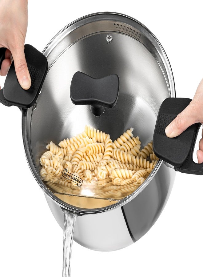 MICHELANGELO Stainless Steel Pasta Pot with Strainer Lid - Pasta Cooker | 6 Quart Induction Pot for All Cooktops, 6 Qt Spaghetti Pots with Strainer Lid - Image 1