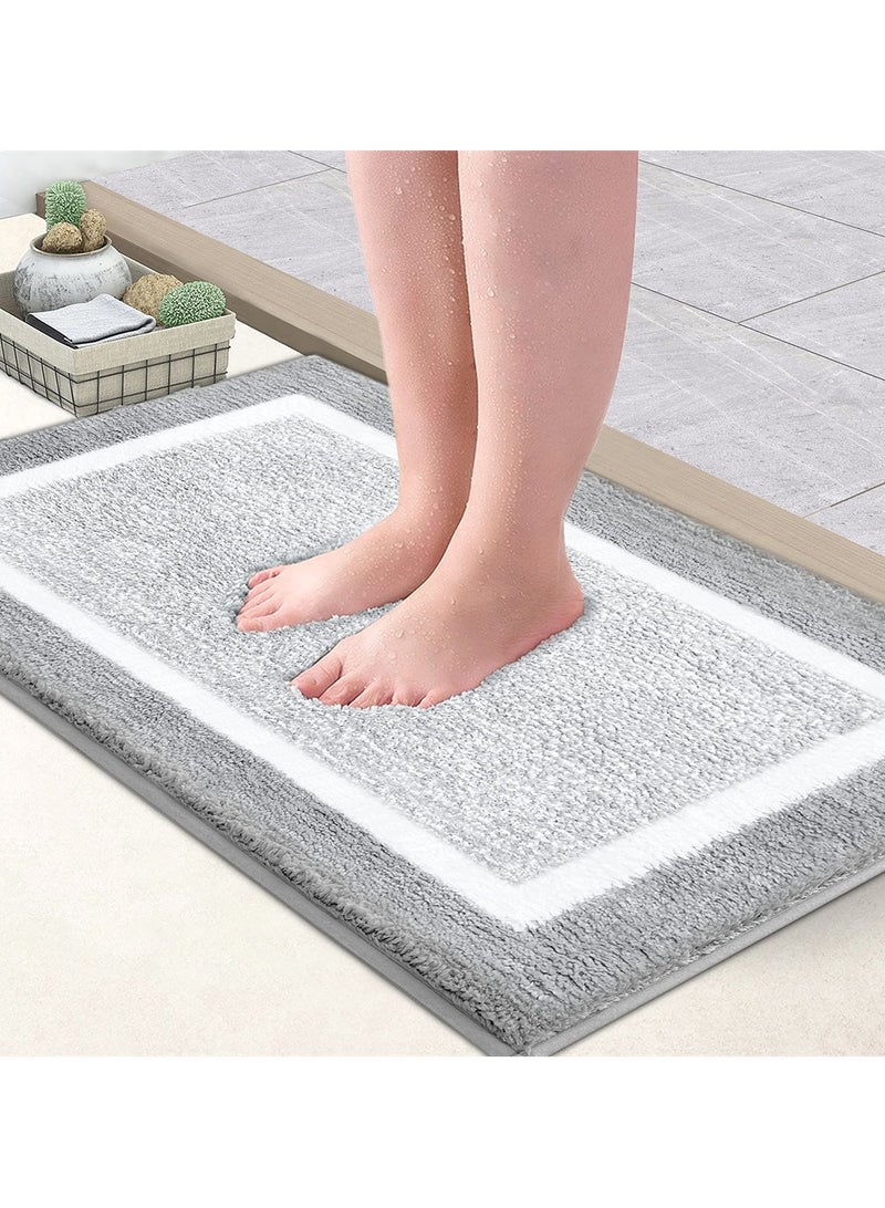 Excefore Non-Slip Bathroom Rug Mat Extra Soft Absorbent Premium Bath Rug Machine Washable Fluffy Microfiber Floor Mats for Bathroom Tub Sink Shower 17"x24" - Image 1