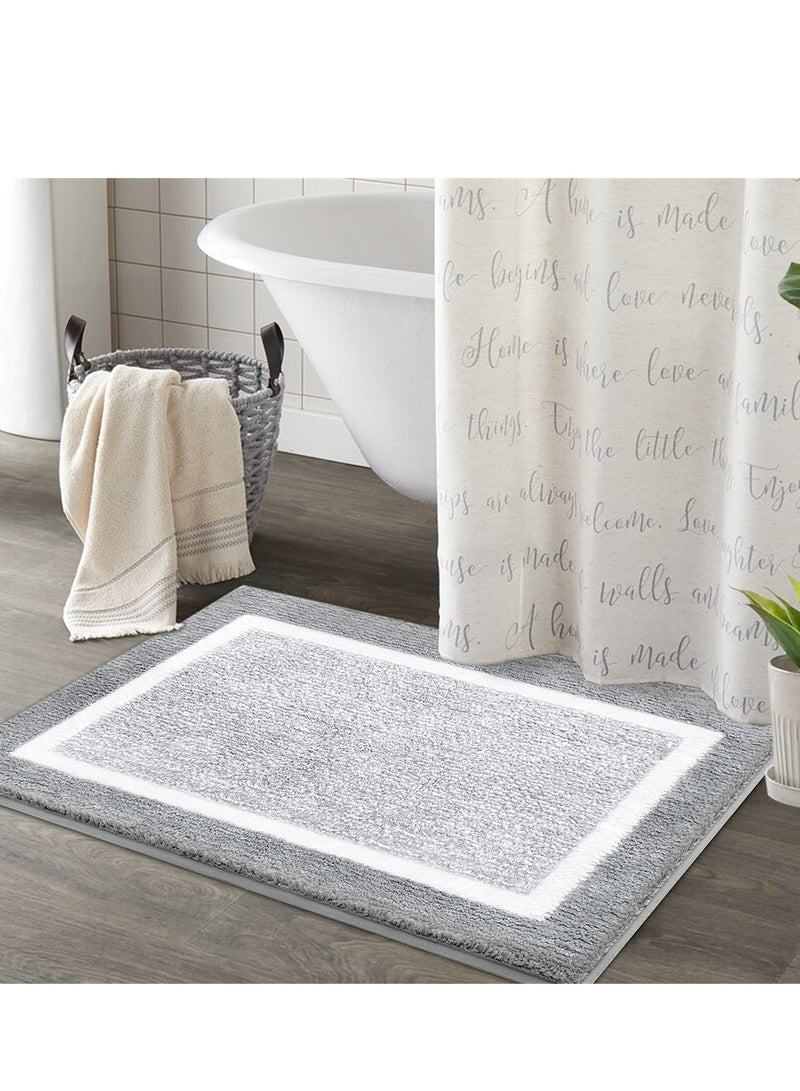 Excefore Non-Slip Bathroom Rug Mat Extra Soft Absorbent Premium Bath Rug Machine Washable Fluffy Microfiber Floor Mats for Bathroom Tub Sink Shower 17"x24" - Image 3