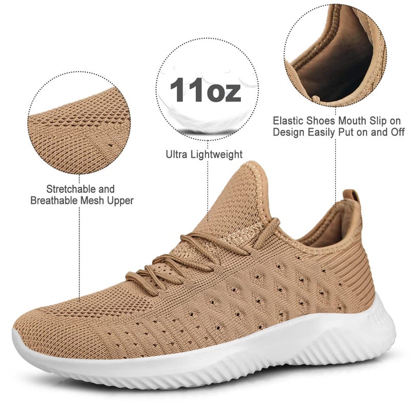 Feethit Womens Slip On Walking Shoes Non Slip Running Shoes Breathable Workout Shoes Lightweight Gym Sneakers Sandy Size 8.5 - Image 3