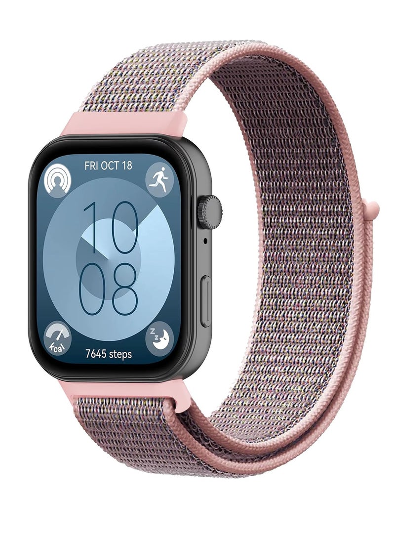 Nylon Loop Strap for Huawei Watch Fit 3/4/4 Pro Smartwatch Sport Bracelet Soft Band Correas Accessories (Pink Sand) - Image 1