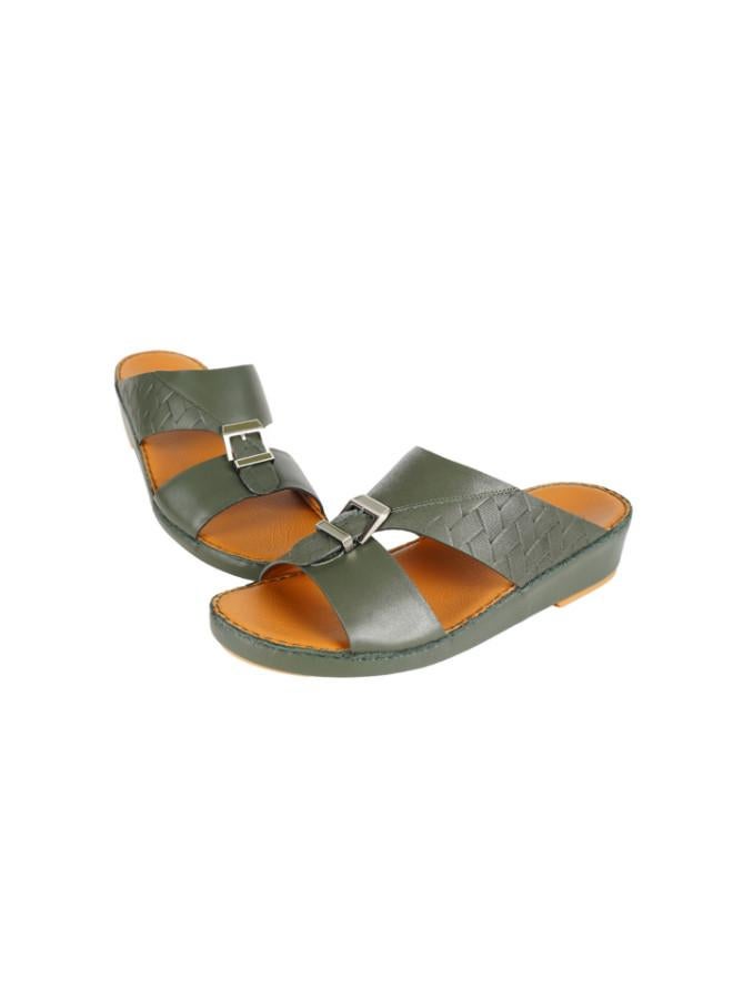 barjeel uno 008-3509 Barjeel Mens Arabic Sandals  BSP1-04 Olive - Image 3