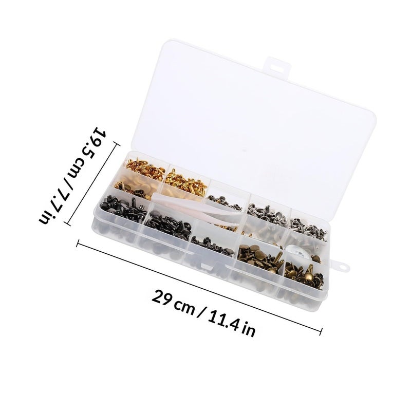 360pcs Double Sided Leather Rivets Kit with Pliers 6mm and 8mm Round Caps for DIY Crafting Leatherwork Canvas Repair - Image 3