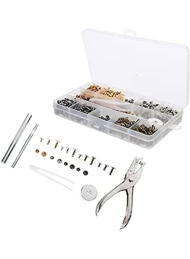 360pcs Double Sided Leather Rivets Kit with Pliers 6mm and 8mm Round Caps for DIY Crafting Leatherwork Canvas Repair - Image 1