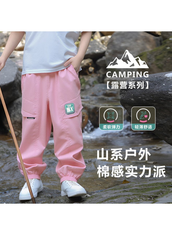 Bornbay summer Girls' Sport Pants - Mid/large Kids' Thin Cargo Pants With Elastic Cuffs, Versatile Casual Trousers - Image 2