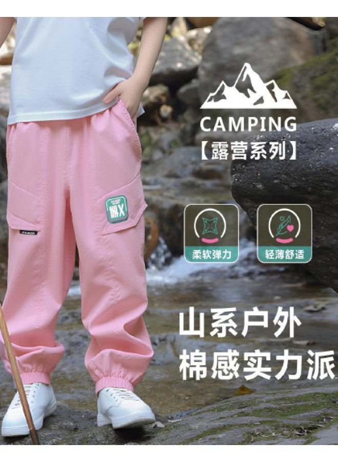 Bornbay summer Girls' Sport Pants - Mid/large Kids' Thin Cargo Pants With Elastic Cuffs, Versatile Casual Trousers - Image 1