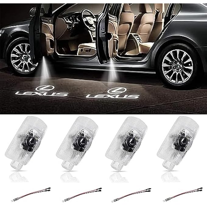YARDHOBI Led Car Door Logo Light Courtesy Projector Laser Welcome Lights Car Door Lights Logo Projector 3D Ghost Shadow Light Lamps Accessories For Rxesgxlslxisgsrcux Series For Lexus Door Light 4 Pack - Image 1