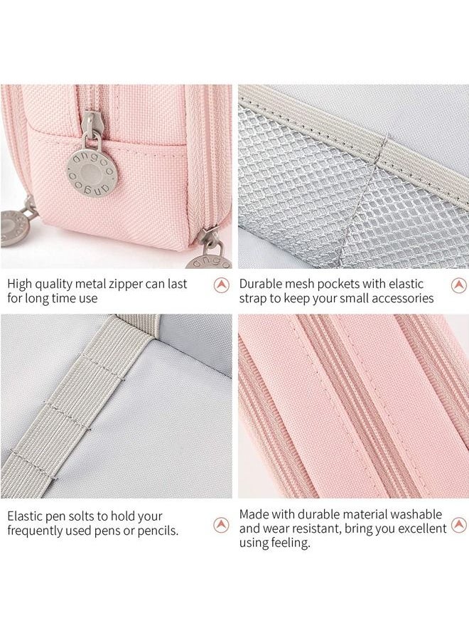 Beauenty - Pencil Case Large Capacity Pencil Pouch 3 Compartments Pencil Bag Gift for Students Girls Adults Women (Pink) - Image 1