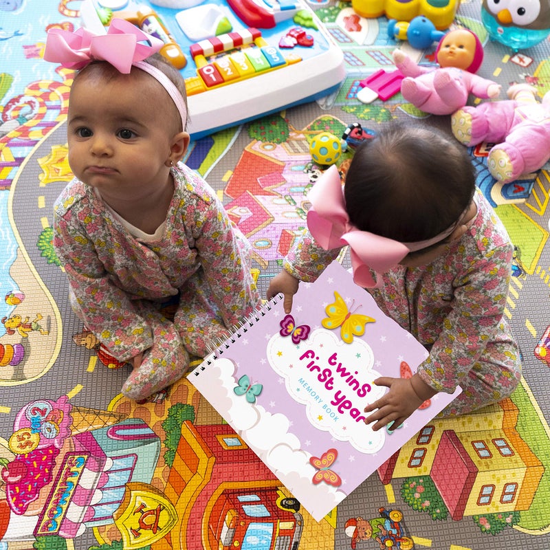 Unconditional rosie Twins Baby Items | First Year Hardcover Memory Book Clouds Edition | Newborn Babies 1st Year Journal and Milestones Photo Album | Perfect and Unique Gift Idea for Baby Showers and Birthday Presents - Image 3