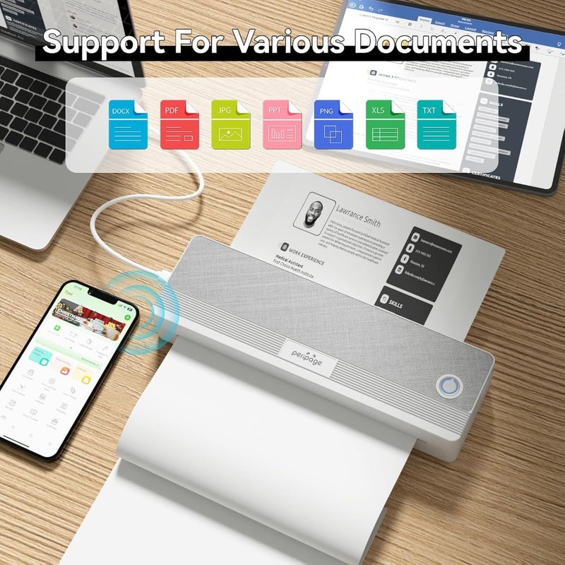 P81 Portable Wireless Thermal A4 Printer, Bluetooth, Inkless, Grey - Image 4