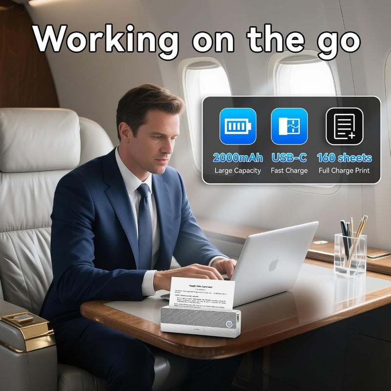 P81 Portable Wireless Thermal A4 Printer, Bluetooth, Inkless, Grey - Image 2