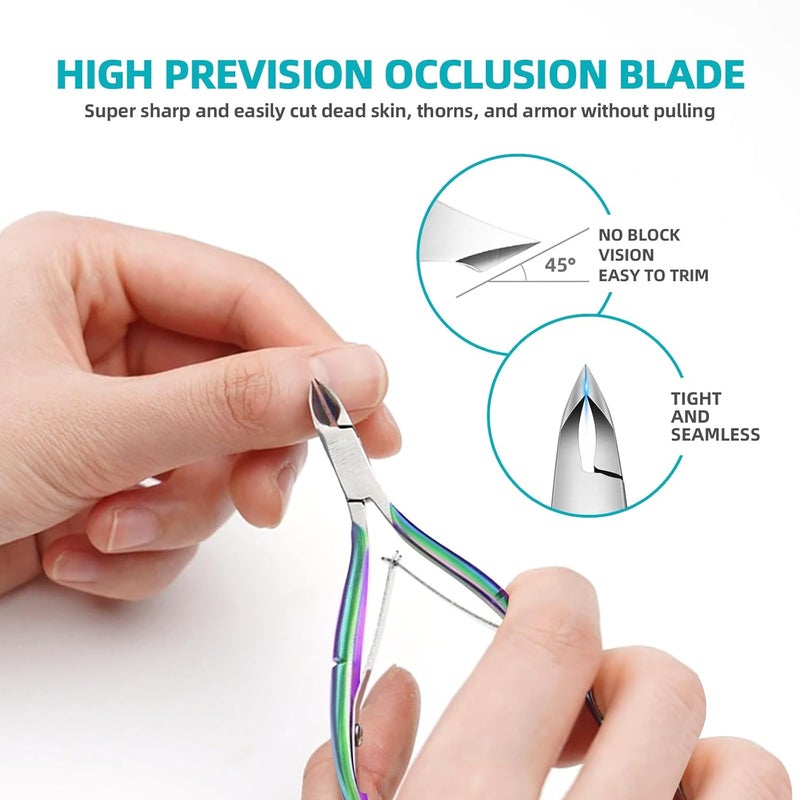 RONAVO 4pcs Cuticle Cutter KitCuticle Trimmer with Cuticle Pusher and Nano Glass Nail ShinerRONAVO Cuticle Remover Nippers Stainless Steel Cutter ClippersProfessional Manicure Tools for Home and Salon Use - Image 3