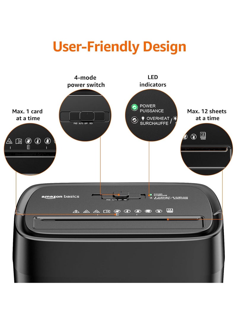 Generic Cross Cut Paper and Credit Card Shredder, 12 Sheet (New Model), Black  - Image 2
